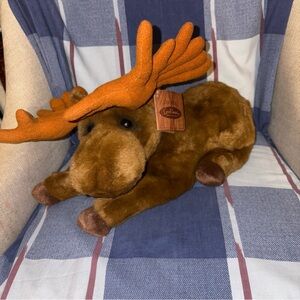 Brown Plush Moose with Orange Antlers